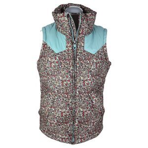 Nike 6.0 Puffer Vest sz XS * Snowboard Ski Outdoor Floral Print Colorblock Aqua